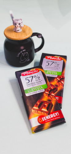 خرید تبلت رژیمی تلخ Pobeda 57% Cacao بدون شکر ۱۰۰ گرم