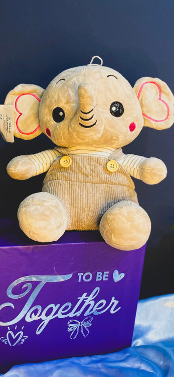 عروسک فیل خاکستری و صورتی برای کادو