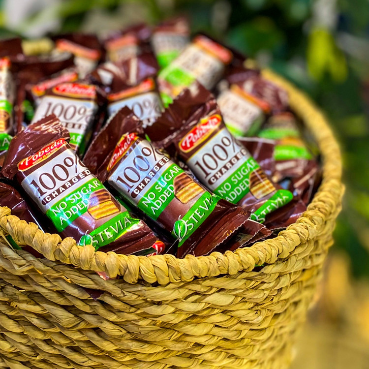 خرید شکلات ویفری با استویا تلخ پوبدا