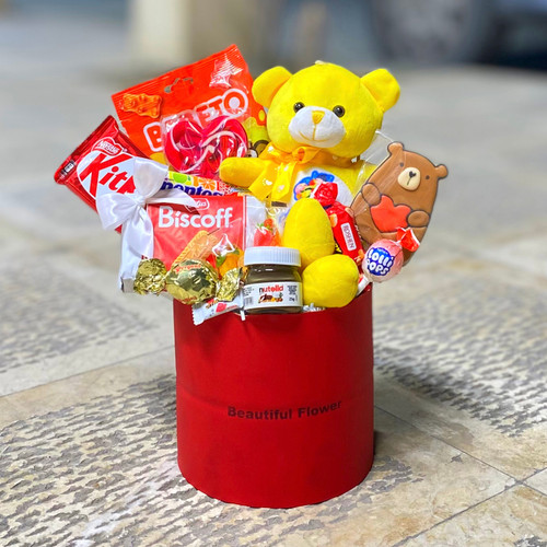 عروسک خرس با کلی شکلات برای روز دختر